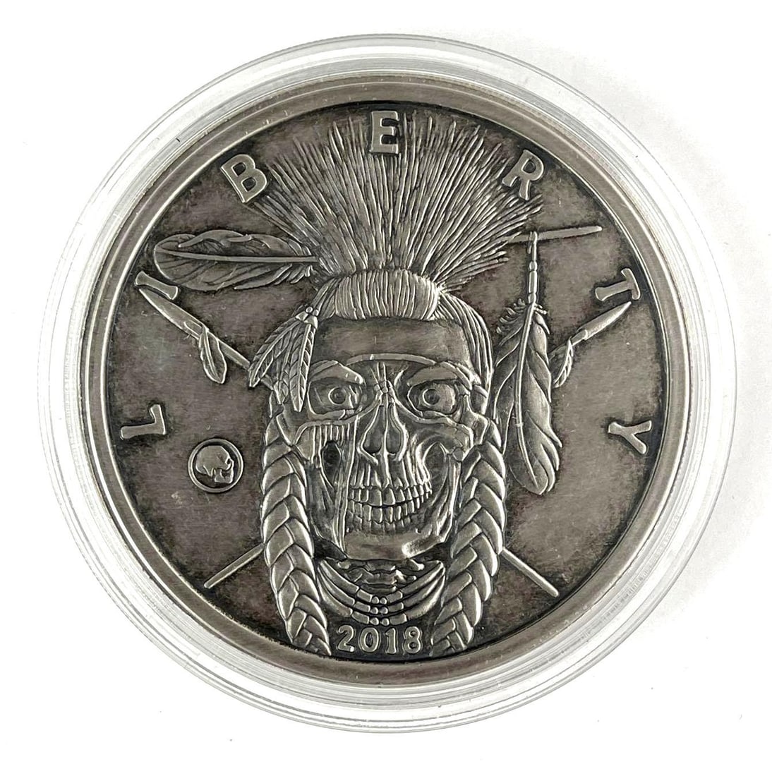 2018 American Western Skulls Indian Chief 5 oz .999 Fine Silver Round (1 of 2)