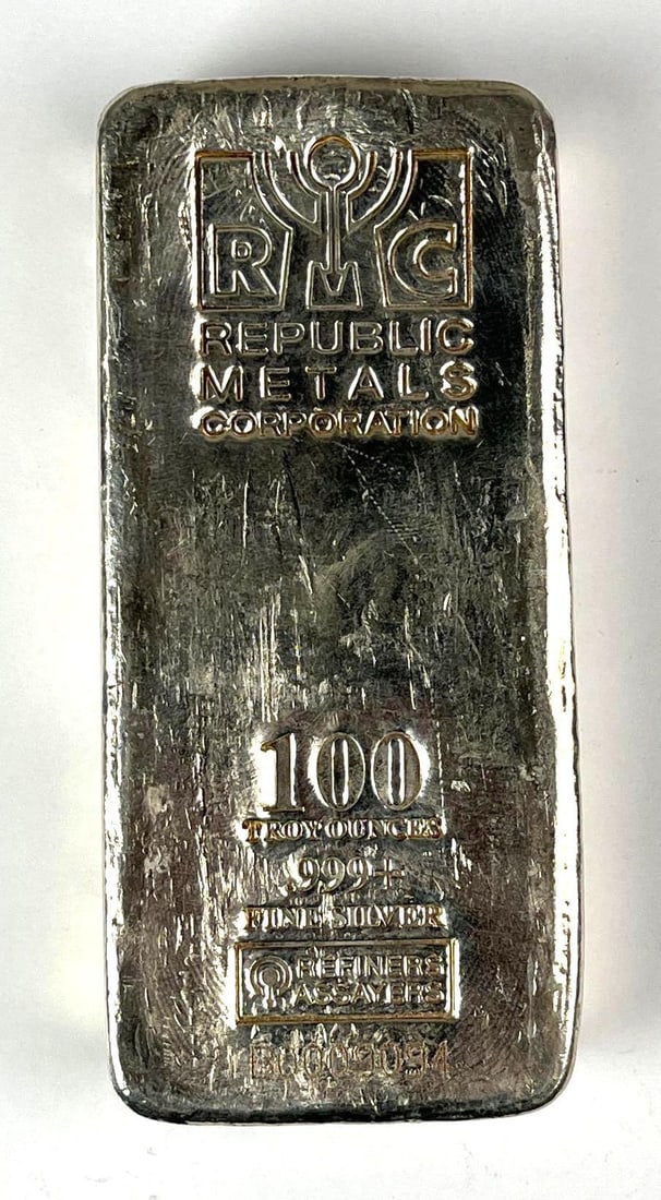 Republic Metals Corporation 100 oz .999 Fine Silver Ingot/ Bar (1 of 2)