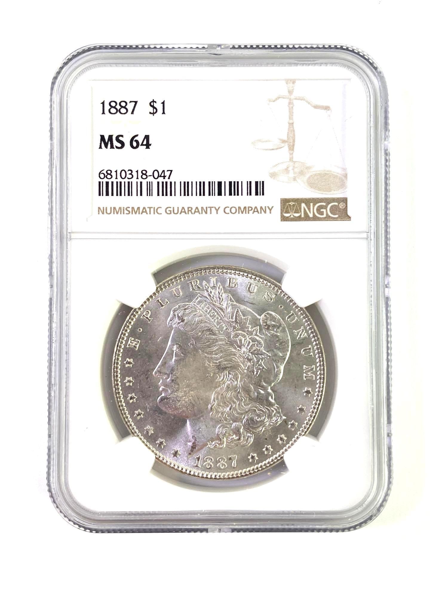 1887 NGC Graded US MS 64 Morgan Silver Dollar (1 of 2)