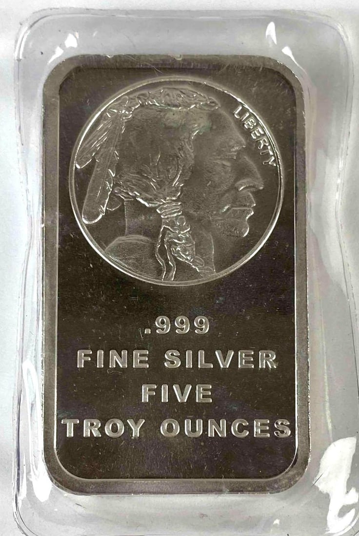 US Buffalo Nickel 5oz .999 Fine Silver Ingot/Bar (1 of 2)