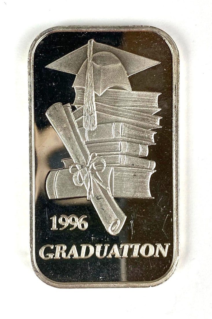 1996 Graduation 1 oz .999 Fine Silver Ingot/ Bar: 1996 Graduation 1 oz .999 Fine Silver Ingot/ Bar