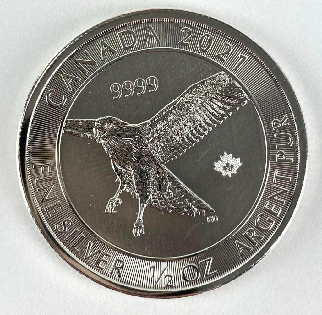 2021 Canada $2 Red-Tail Hawk 1/2 oz .999 Silver Coin: 2021 Canada $2 Red-Tail Hawk 1/2 oz .999 Silver Coin