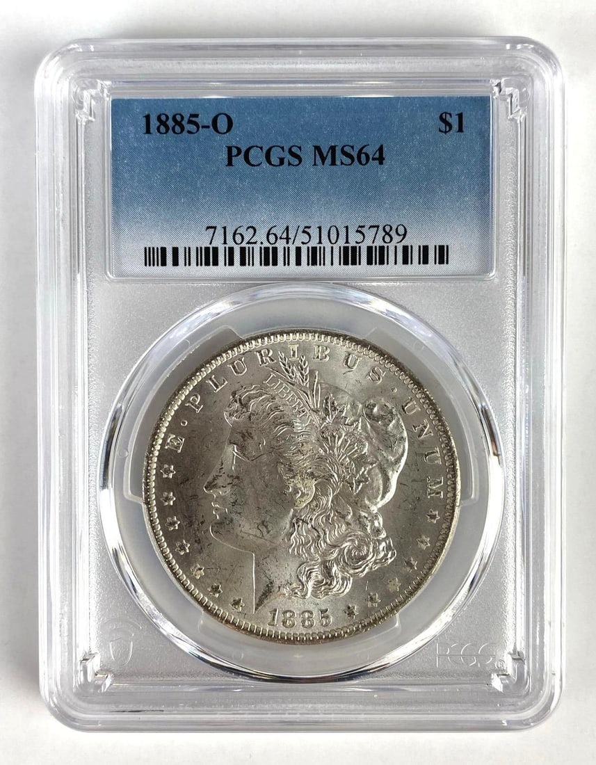 PCGS Graded 1885-O US $1 Morgan Silver Dollar MS64: PCGS Graded 1885-O US $1 Morgan Silver Dollar MS64