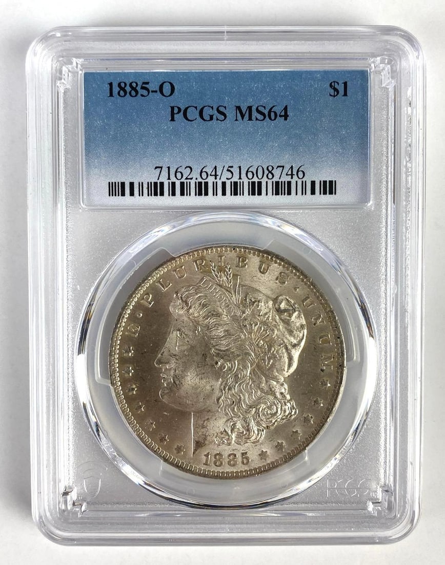 PCGS Graded 1885-O US $1 Morgan Silver Dollar MS64: PCGS Graded 1885-O US $1 Morgan Silver Dollar MS64