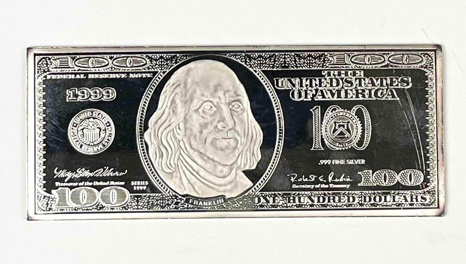 1999 The Washington Mint $100 4.06 oz .999 Silver Proof Certificate: 1999 The Washington Mint $100 4.06 oz .999 Silver Proof Certificate