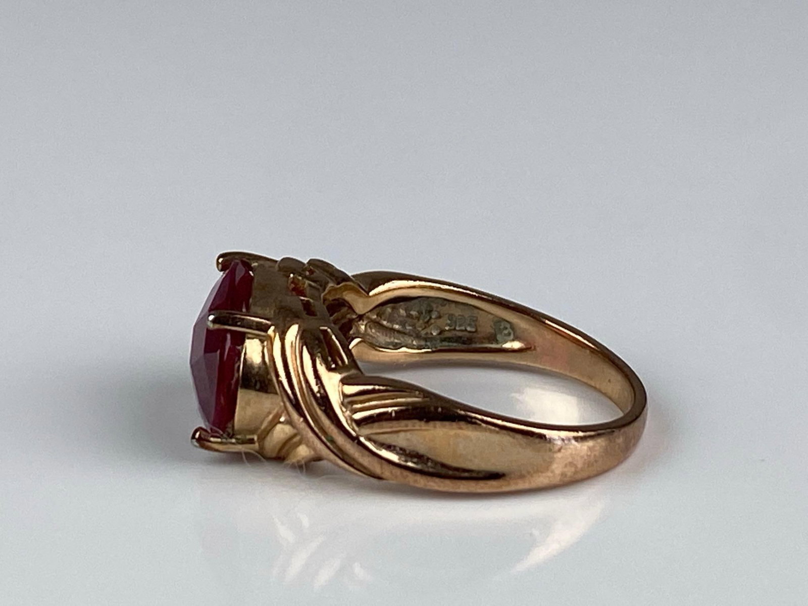 Chinese Gold Plated Sterling Silver Ruby Ring - 2