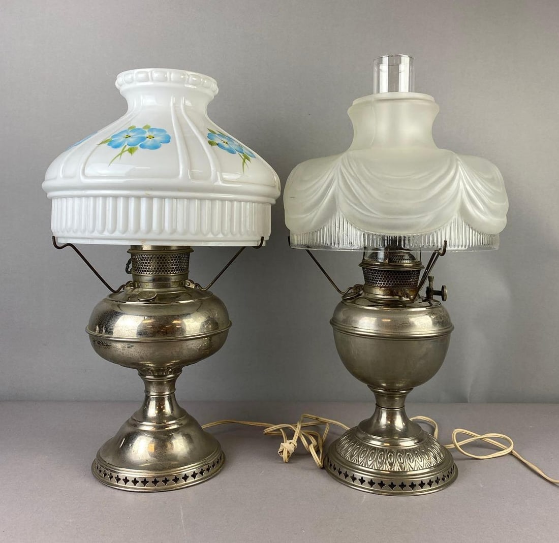Group of 2 Nickel Plated B and H Lamps (1 of 3)