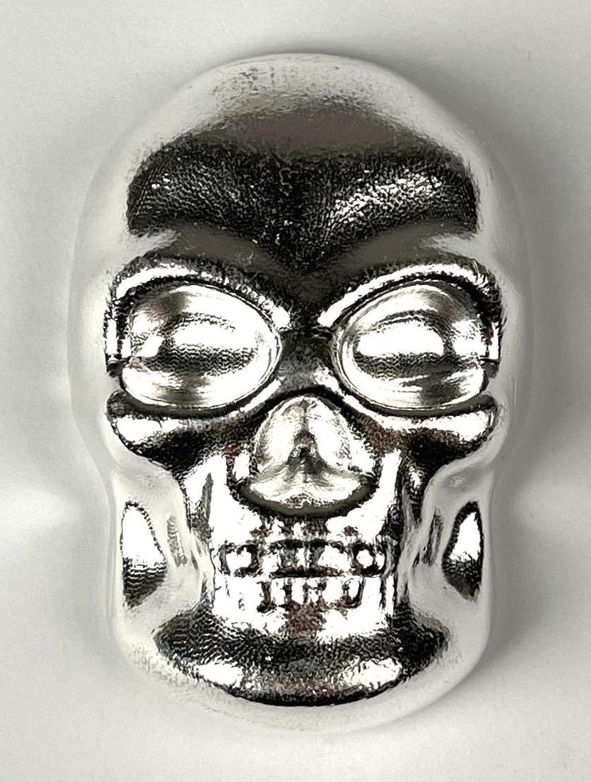 Skull 10 oz .999 Fine Silver Hand Poured Ingot/ Bar (1 of 2)