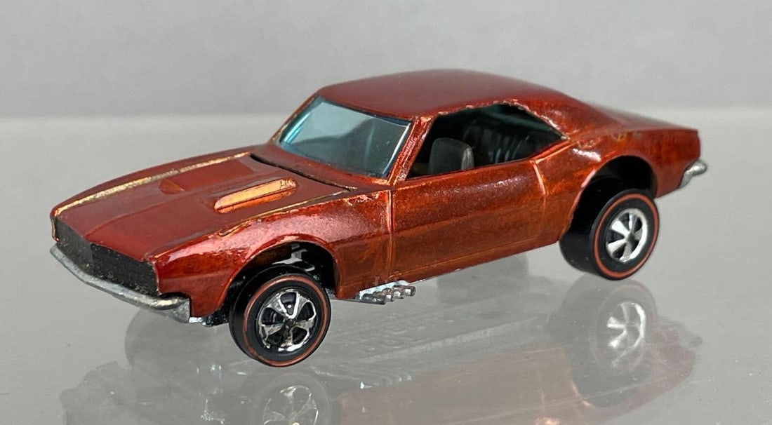 Mattel Hot Wheels Redline Custom Camaro Die-Cast Vehicle: Orange, gray interior, blue windows