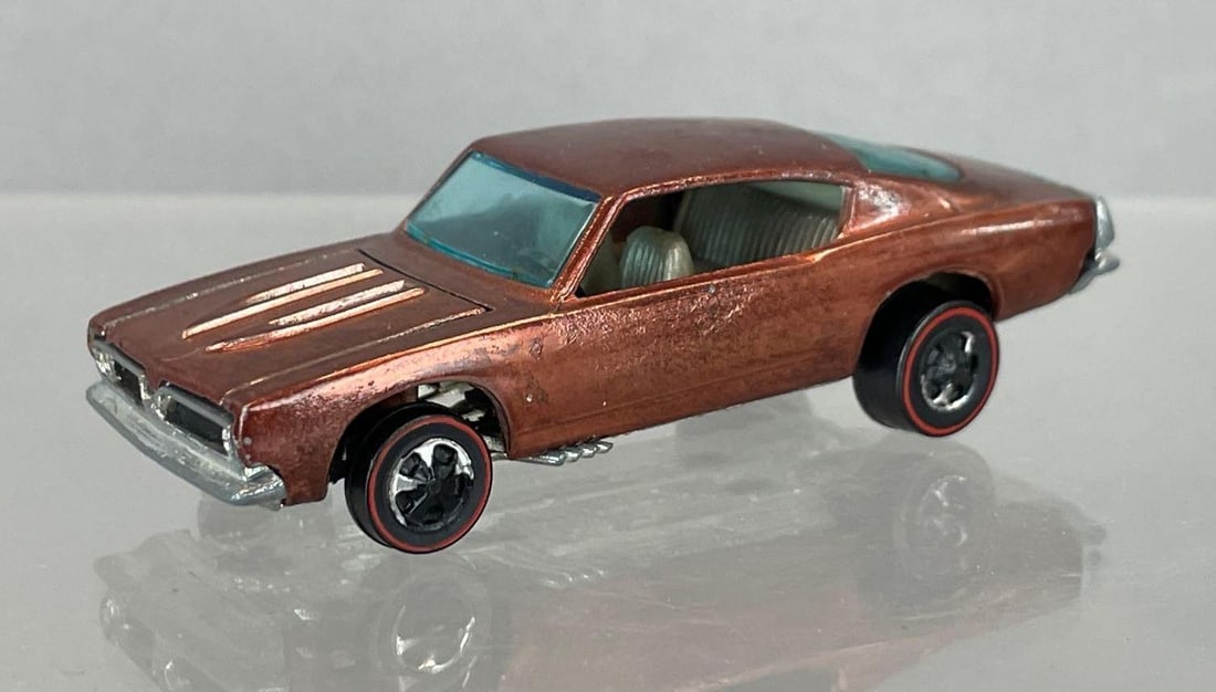 Mattel Hot Wheels Redline Custom Barracuda Die-Cast Vehicle: Copper brown, gray interior, blue windows