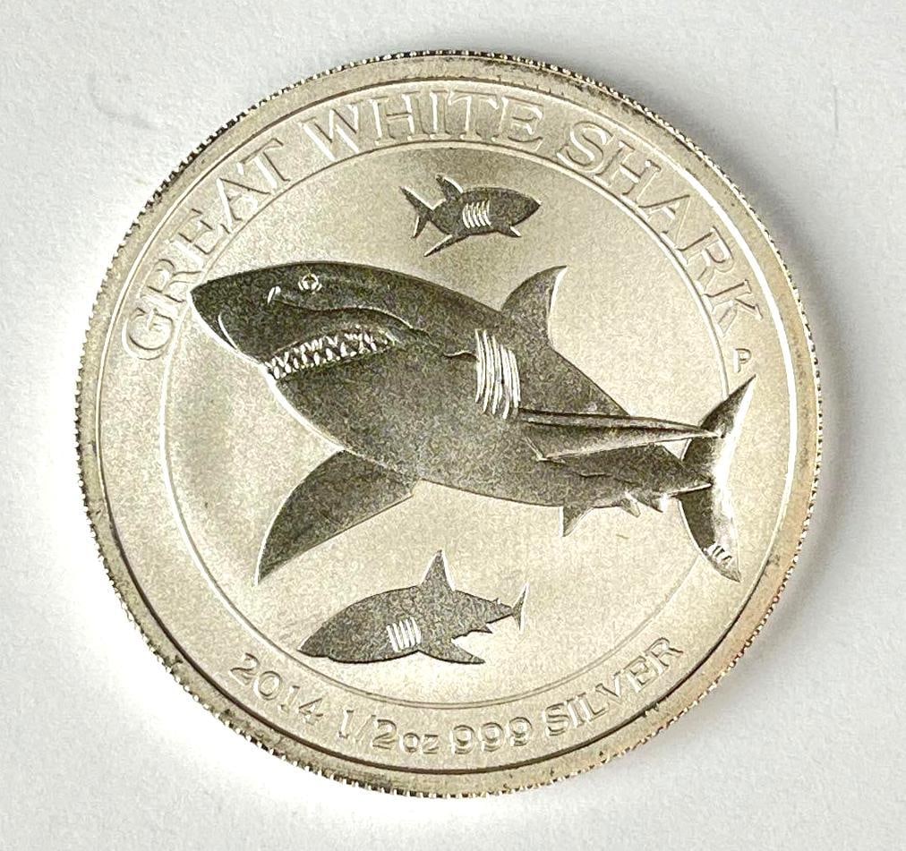 2014 Australia 50 Cents Great White Shark 1/2 oz 999 Silver Coin: 2014 Australia 50 Cents Great White Shark 1/2 oz 999 Silver Coin