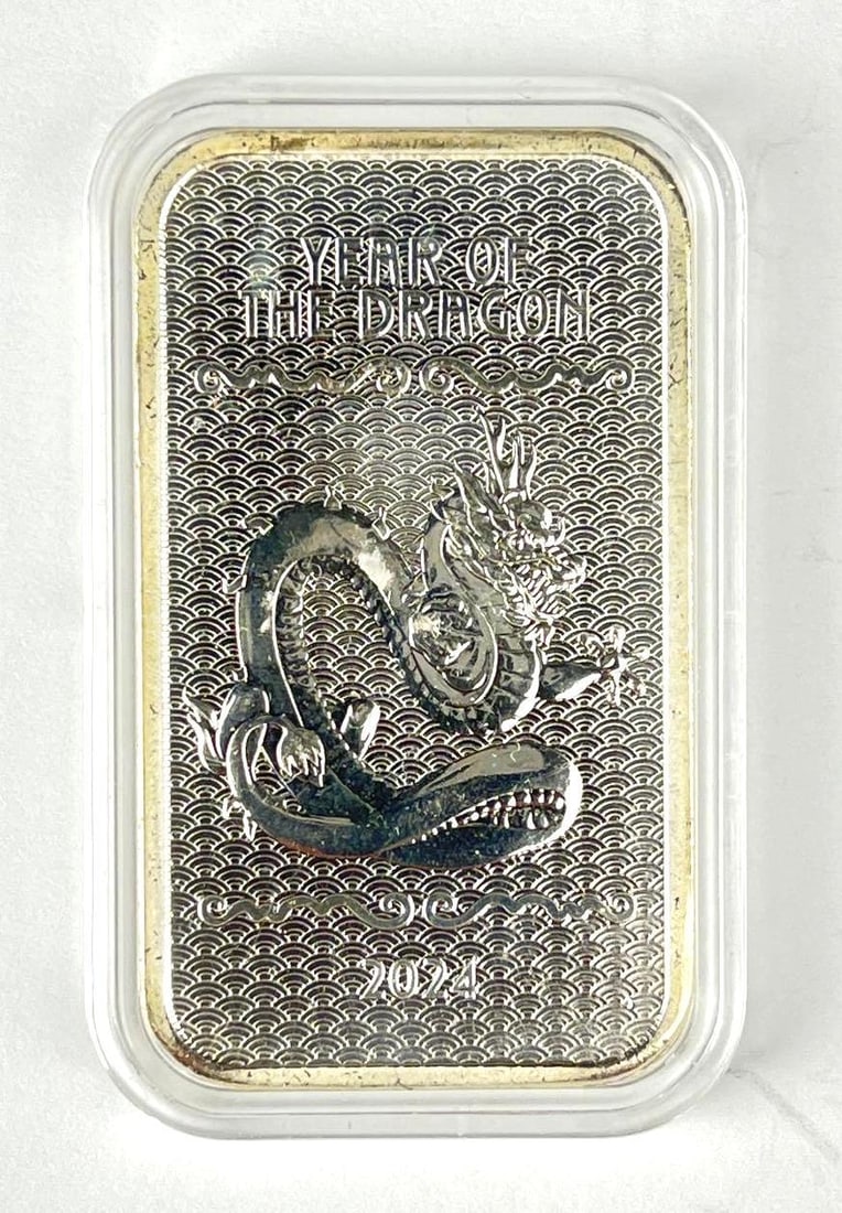 2024 Year of the Dragon 1 oz 999 Fine Silver Ingot/ Bar: 2024 Year of the Dragon 1 oz 999 Fine Silver Ingot/ Bar