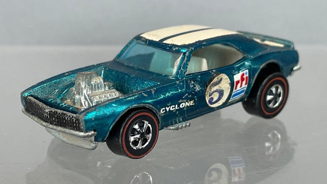 Mattel Hot Wheels Redline Heavy Chevy Die-Cast Vehicle: Aqua / white stripes, white interior, blue windows