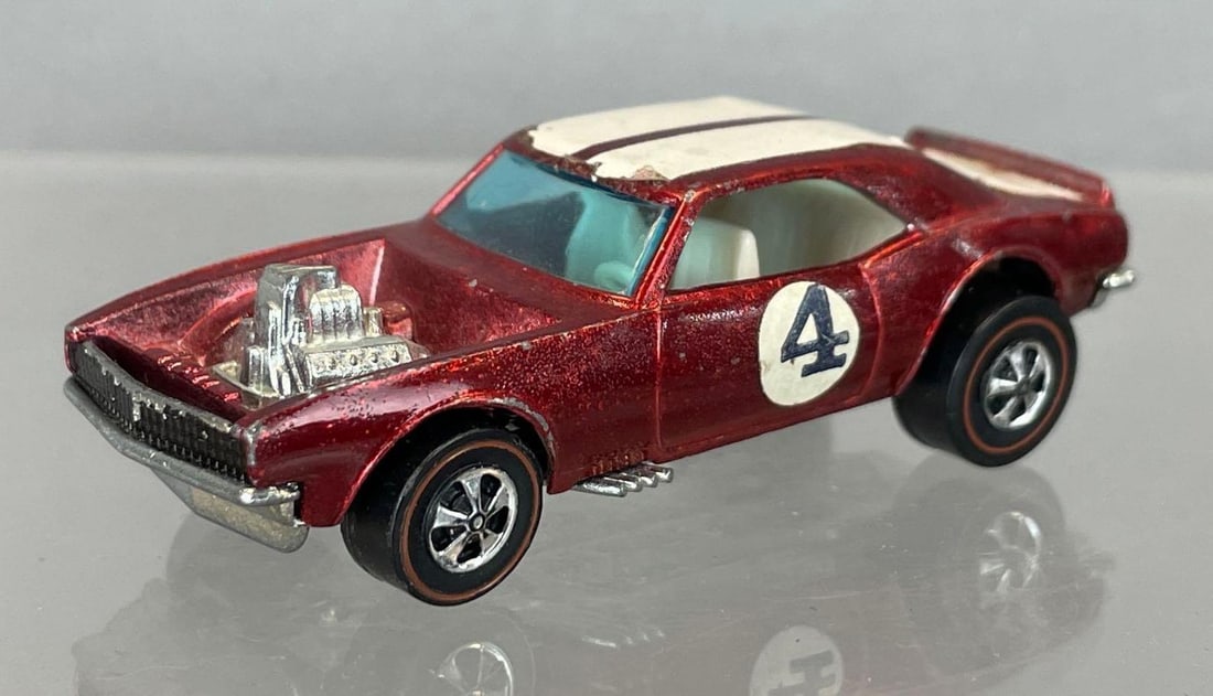 Mattel Hot Wheels Redline Heavy Chevy Die-Cast Vehicle: Red / white stripes, white interior, blue windows