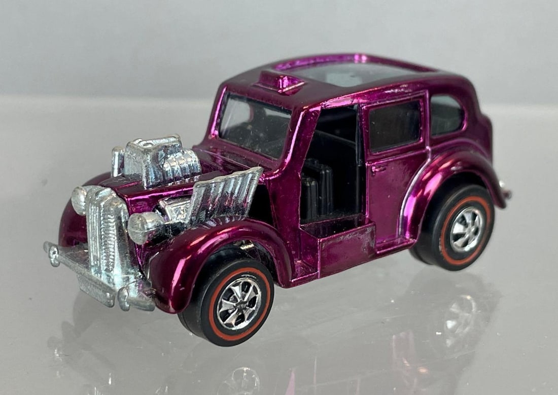 Mattel Hot Wheels Redline Cockney Cab Die-Cast Vehicle: Purple, black interior, light blue windows