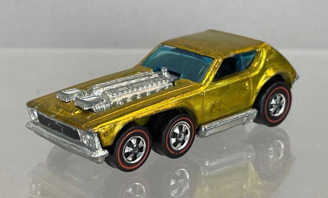 Mattel Hot Wheels Redline Open Fire Die-Cast Vehicle: Gold, blue windows, black interior