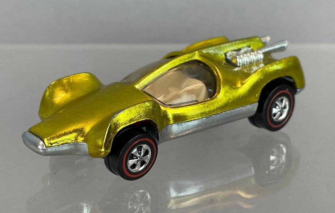 Mattel Hot Wheels Redline Mantis Die-Cast Vehicle: Gold, tan interior, clear windows
