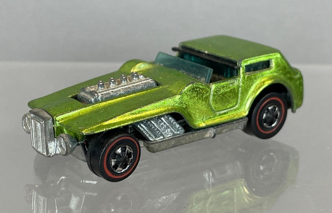Mattel Hot Wheels Redline The Hood Die-Cast Vehicle: Lime green, black interior, blue window