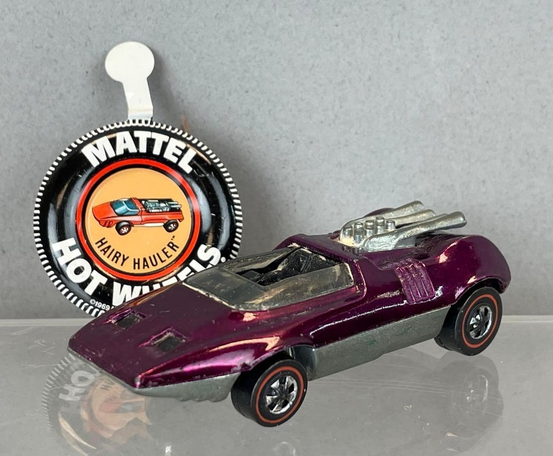 Mattel Hot Wheels Redline Hairy Hauler Die-Cast Vehicle: Includes button, purple, black interior, clear window