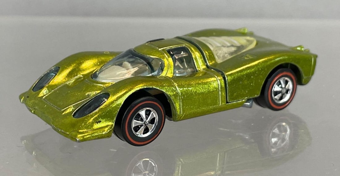 Mattel Hot Wheels Redline Porsche 917 Die-Cast Vehicle: Antifreeze, white interior, clear windows