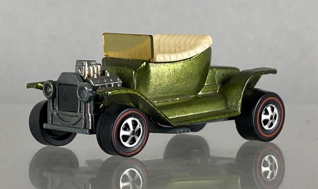 1968 Mattel Hot Wheels Redline Hot Heap: Die-Cast, Redline Tires, yellow windows, lime paint, some paint wear on edges