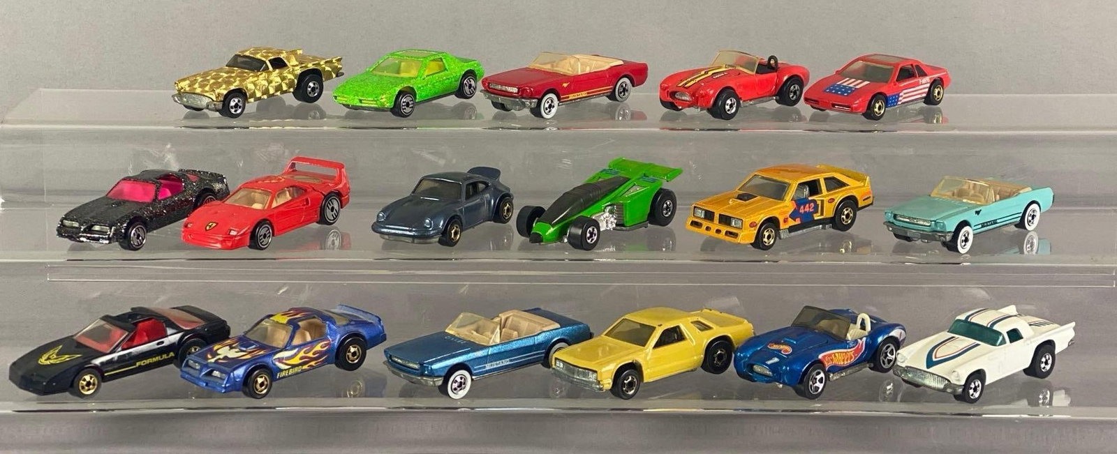 Group of 1970s - 1980s Mattl Hot Wheels Cars: Die-Cast, Includes front runnin, hot bird, ferrari and more