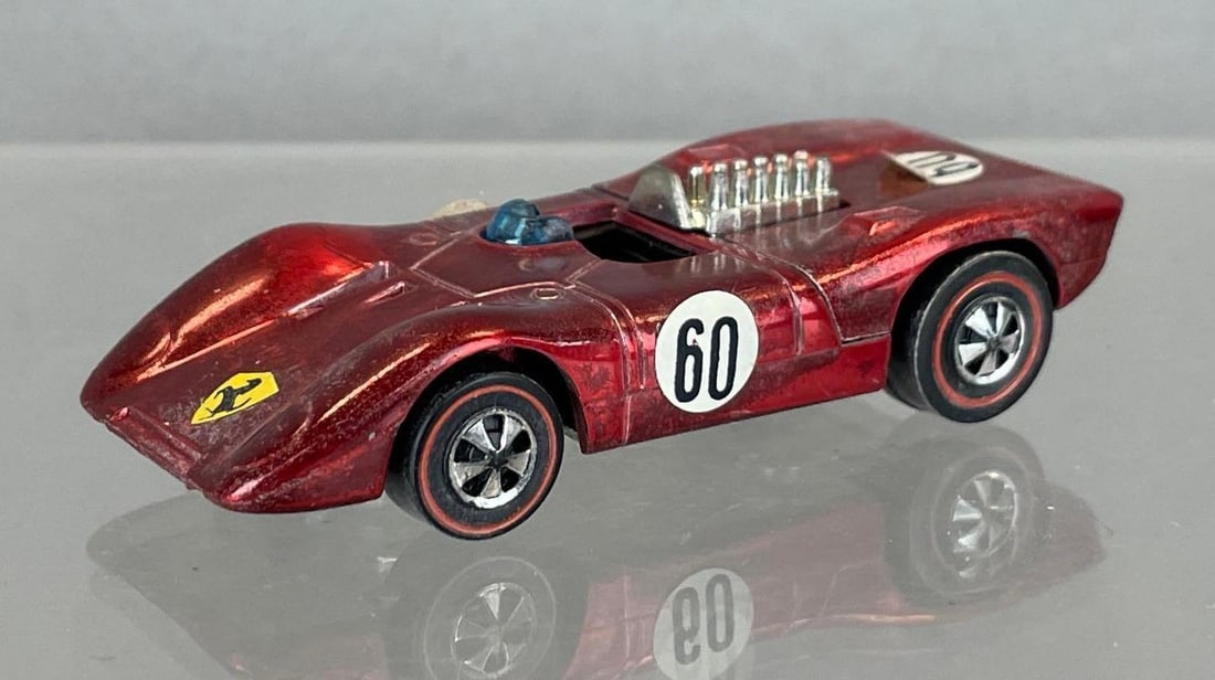 Mattel Hot Wheels Redline Ferrari 312P Die-Cast Vehicle: Red, blue windshield, black interior