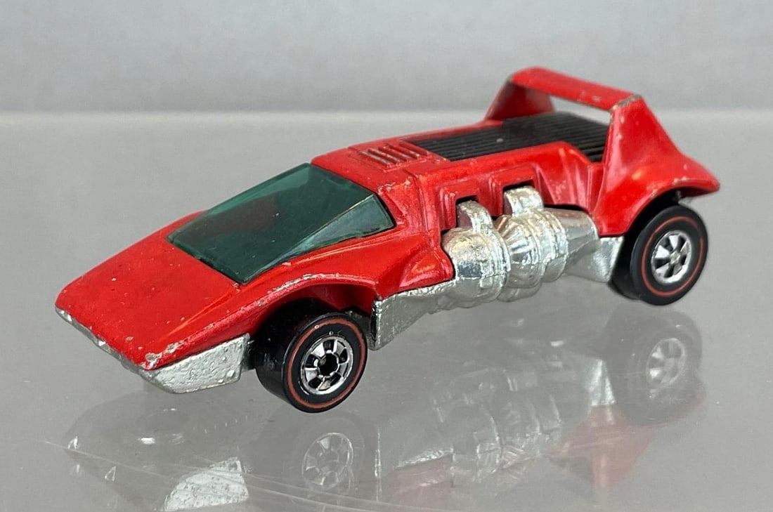 Mattel Hot Wheels Redline Double Header Die-Cast Vehicle: Red, black interior, blue windshield