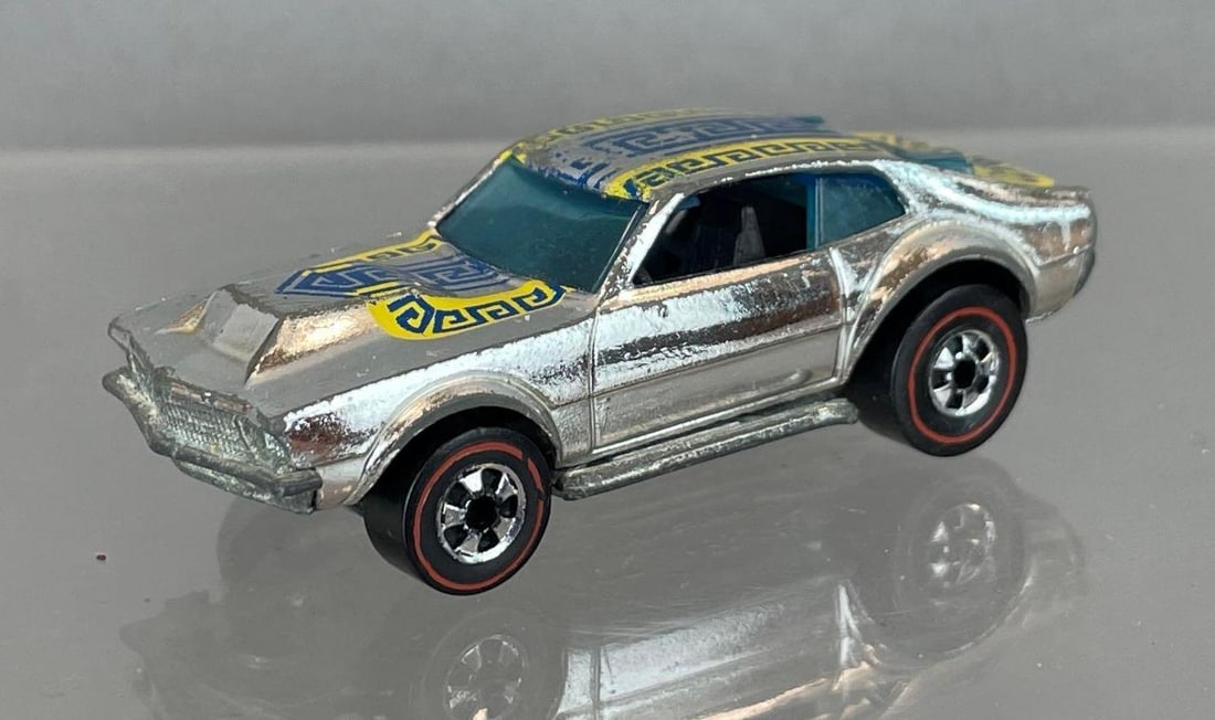 Mattel Hot Wheels Redline Mighty Maverick Die-Cast Vehicle: Chrome, black interior, blue windows