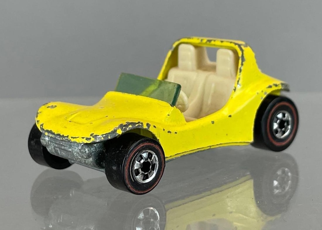 Mattel Hot Wheels Redline Dune Daddy Die-Cast Vehicle: Yellow, cream interior, blue windshield