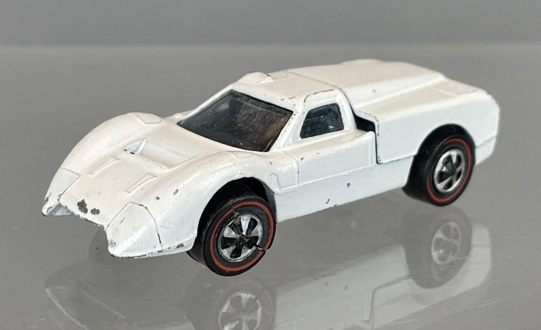 Mattel Hot Wheels Redline Ford J-Car Die-Cast Vehicle: White, black interior, tinted windows