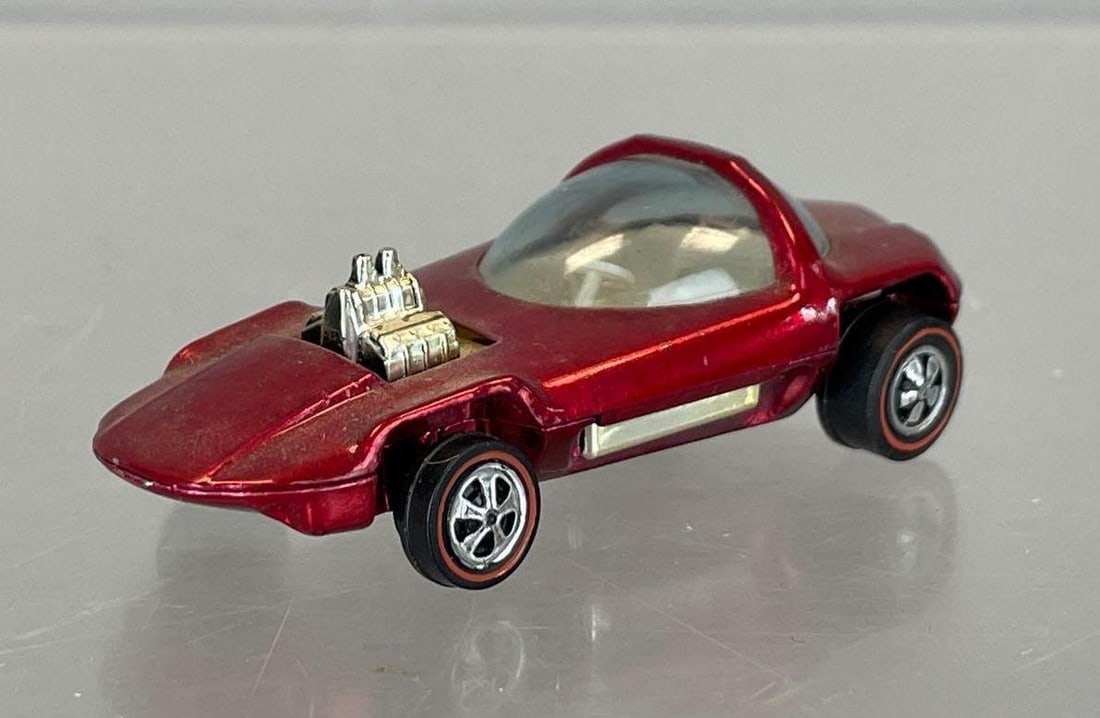 1967 Mattel Hot Wheels Redline Silhouette Die-Cast Vehicle: Spectraflame red, white interior, light blue windows