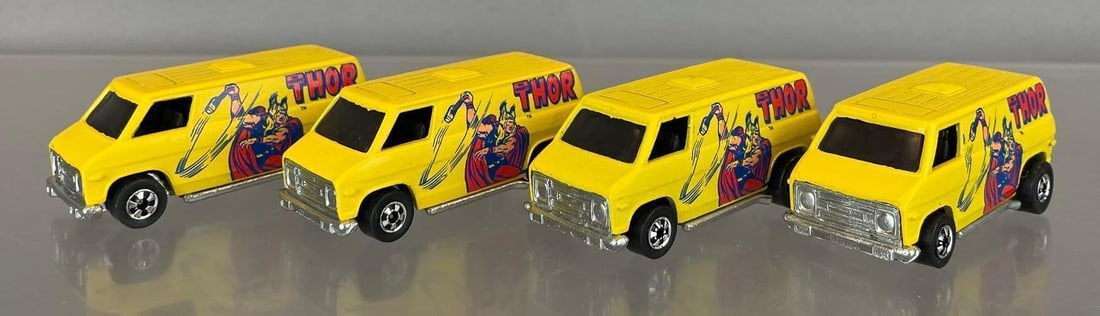 Group of Vintage Mattel Hot Wheels Thor Die-Cast Vans: 1974