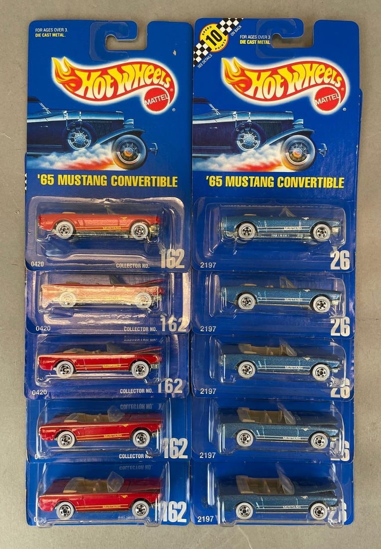 Group of Mattel Hot Wheels 65 Mustang Convertible Die-Cast Vehicles: Original packaging