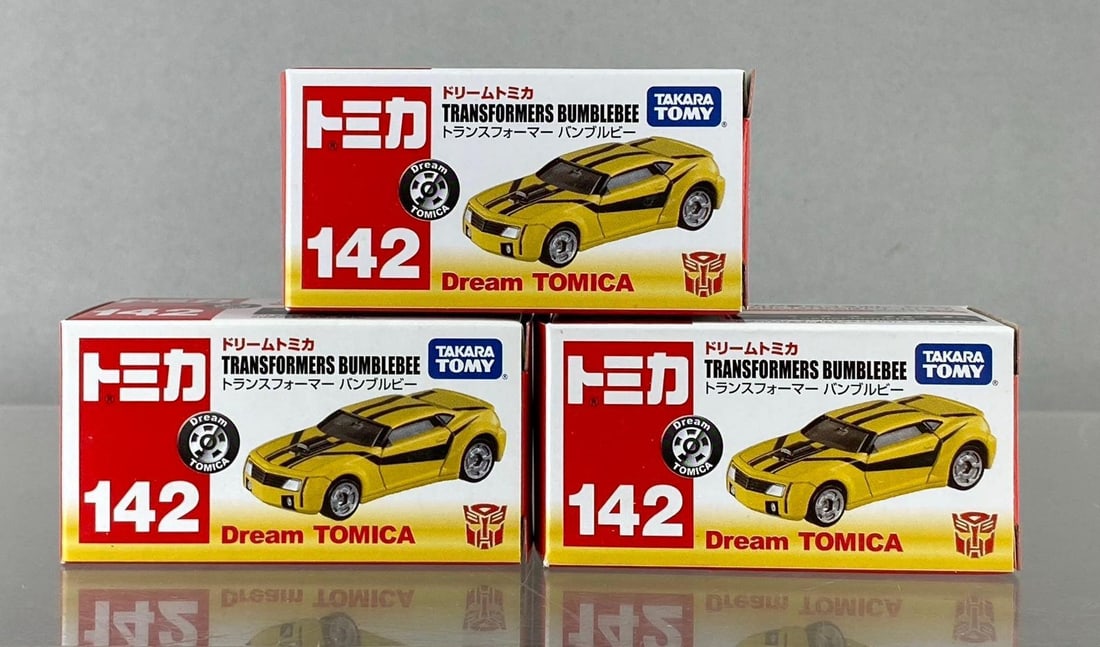 Group of 3 Dream Tomica No.142 Transformers Bumblebee 1/64 Scale Die-Cast Vehicles (1 of 3)