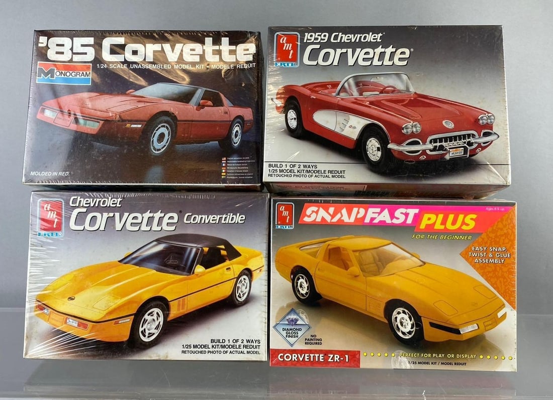 Group of 4 Chevrolet Corvette 1/24 Scale Model Kits (1 of 3)