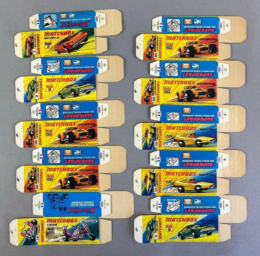 Group of Lesney Matchbox Type I Boxes: Includes AMX javelin, stingerod and more