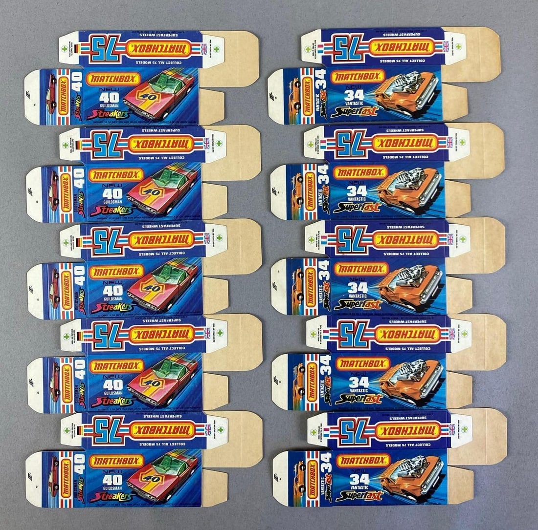 Group of Lesney Matchbox Type J Boxes: Includes Guildsman and Vantastic
