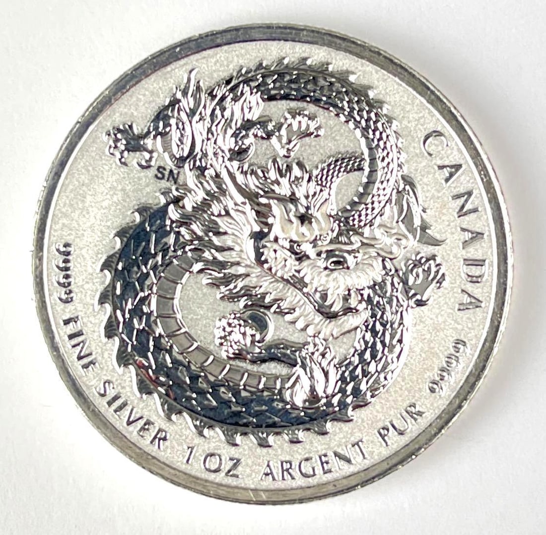2019 Canada $5 Lucky Dragon 1 oz 9999 Fine Silver Coin: 2019 Canada $5 Lucky Dragon 1 oz 9999 Fine Silver Coin