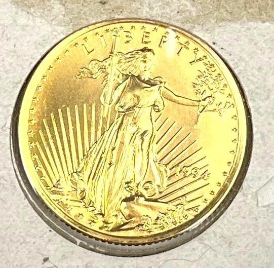 1994 US $10 American Gold Eagle 1/4 oz Fine Gold (1 of 2)
