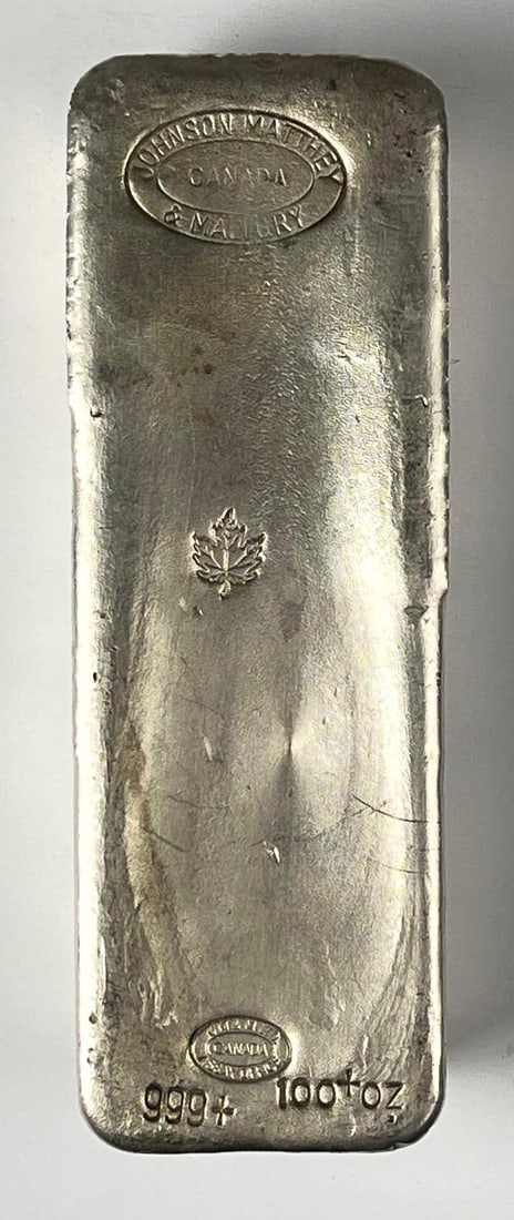 Johnson Matthey 100 oz 999 Silver Ingot/ Bar (1 of 2)