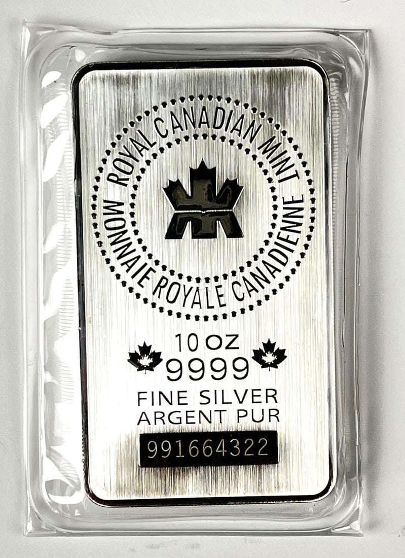 Royal Canadian Mint 10 oz 9999 Fine Silver Ingot/ Bar (1 of 2)