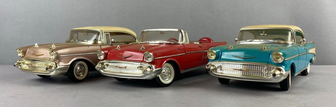 Group of 3 ERTL 1957 Chevrolet BelAir Die Cast Vehicles: 1/18 Scale