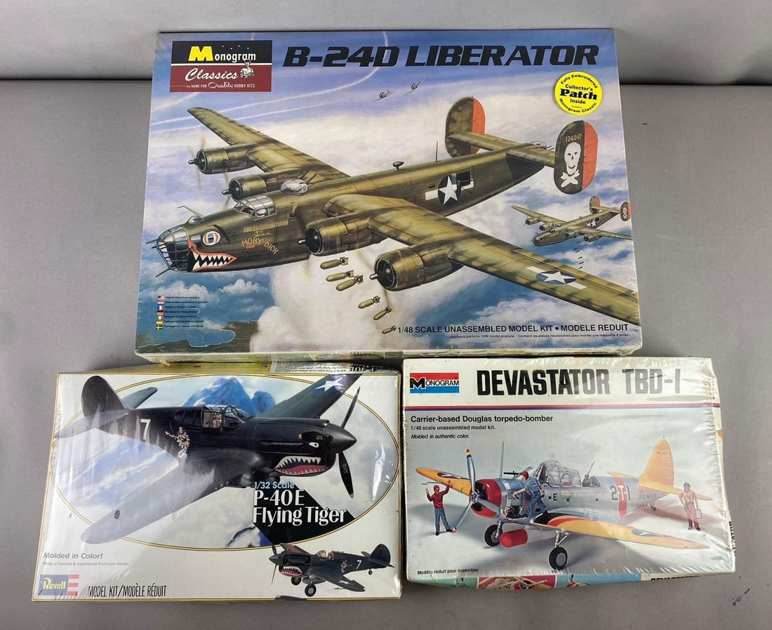 Group of 3 Revell Monogram 1/48 Scale Model Aircraft Kits (1 of 2)