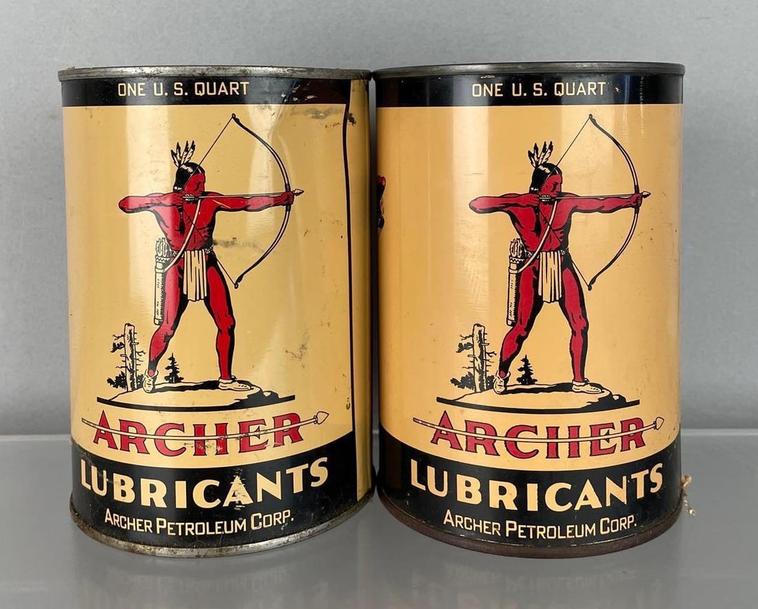 Group of 2 Archer Aircraft Grade Lubricants 1 Quart Advertising Cans (1 of 3)