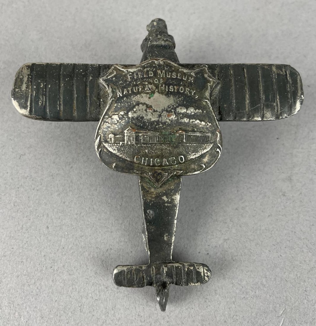 Vintage Field Museum of Natural History Chicago Metal Biplane Souvenir: Measures 2 3/4 inches x 3 inches