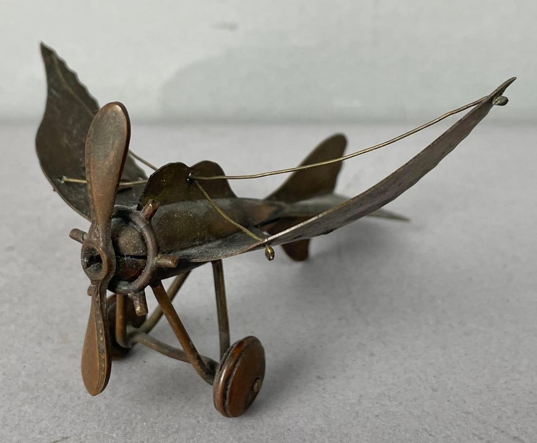 WW1 Trench Art German Airplane: Measures 2 inches x 3 1/2 inches x 4 inches