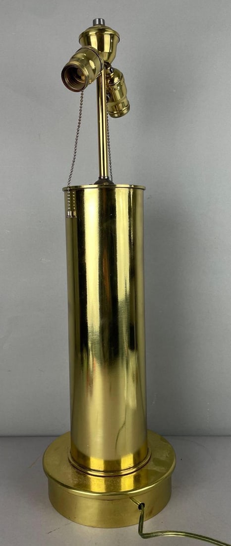 Vintage Brass Cylinder Table Lamp: Only one socket worked in test, measures 25 inches x 7 1/2 inches