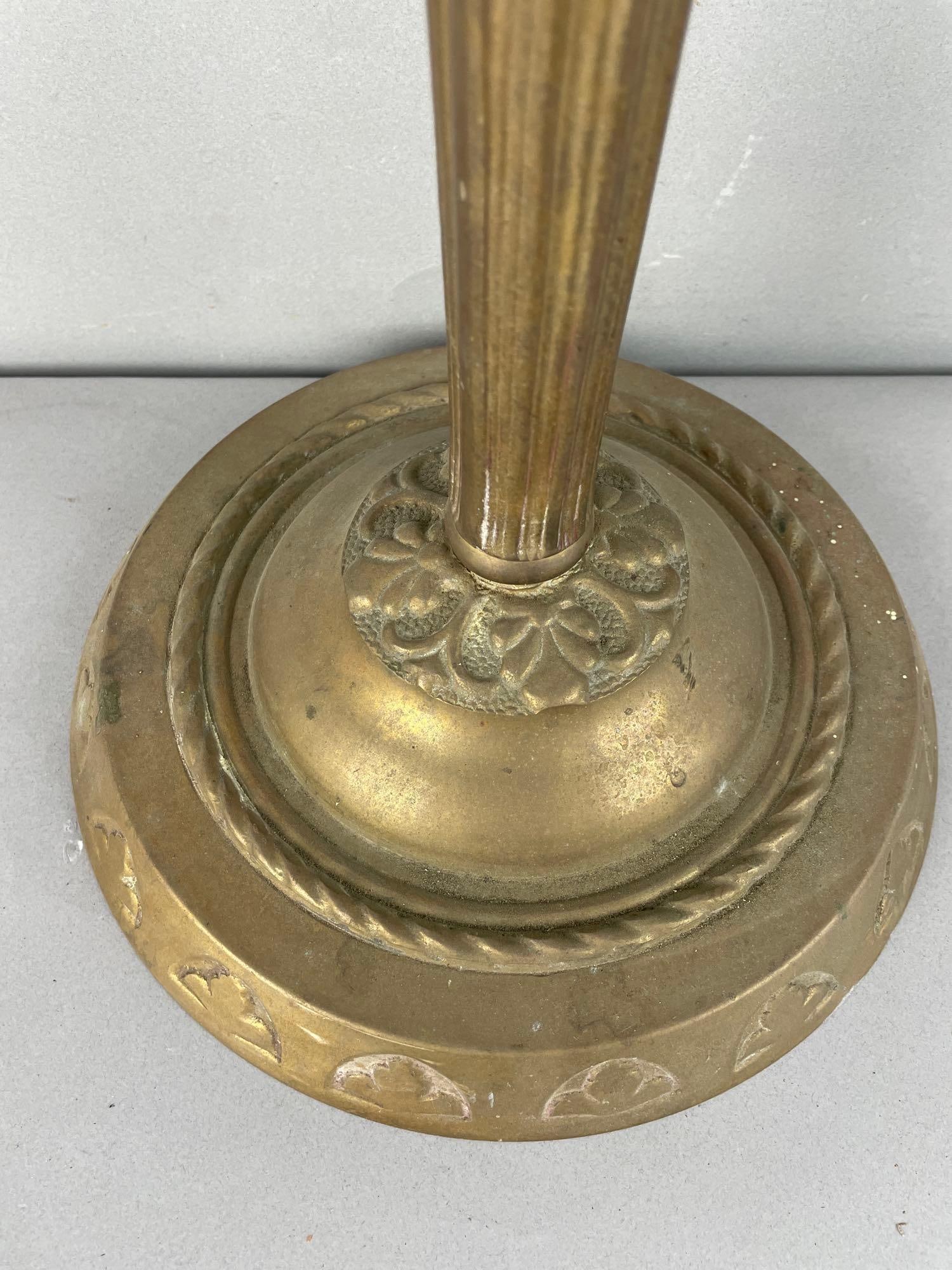 Large Antique Solid Brass Lamp Base - 2