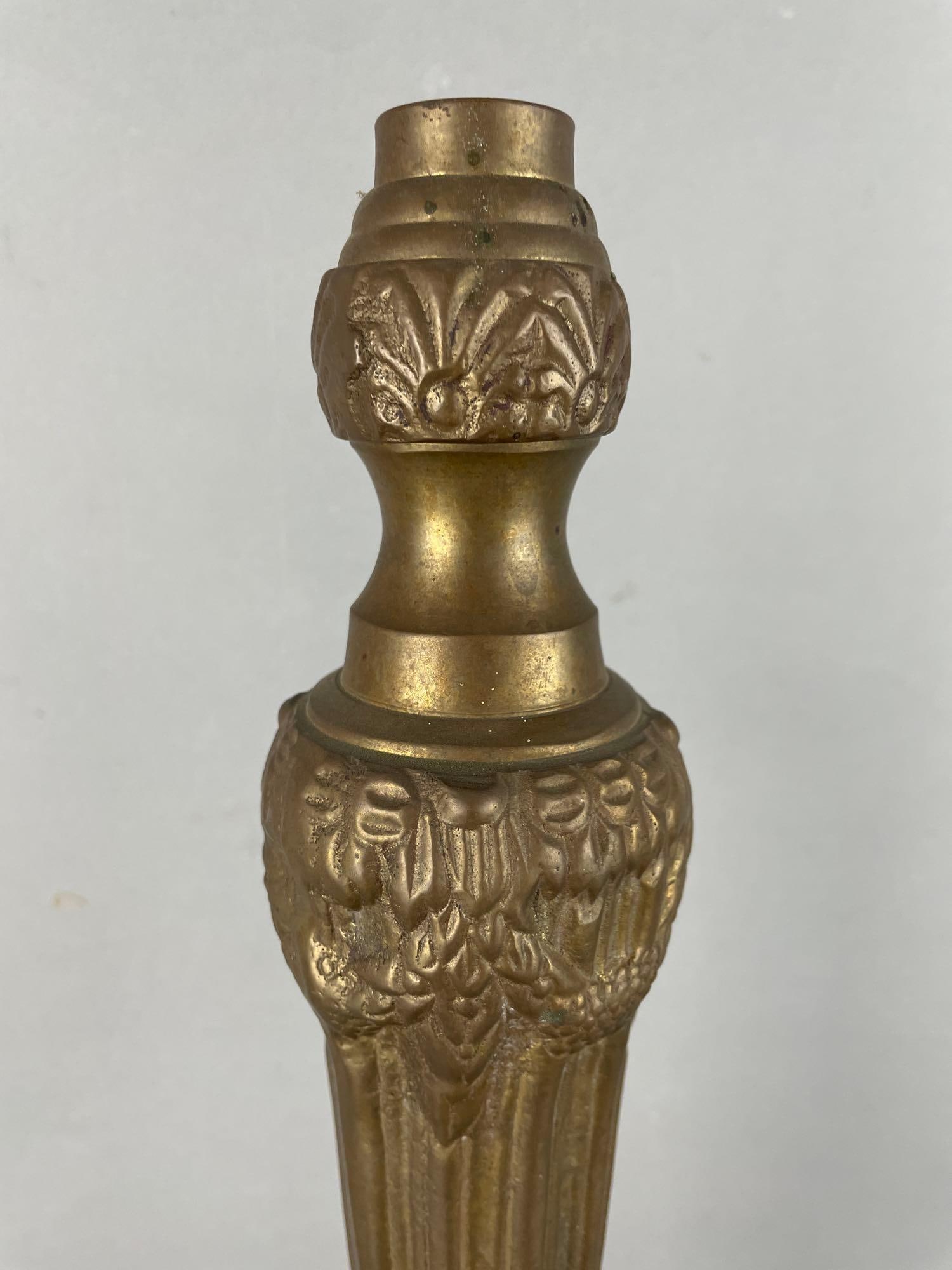 Large Antique Solid Brass Lamp Base - 3